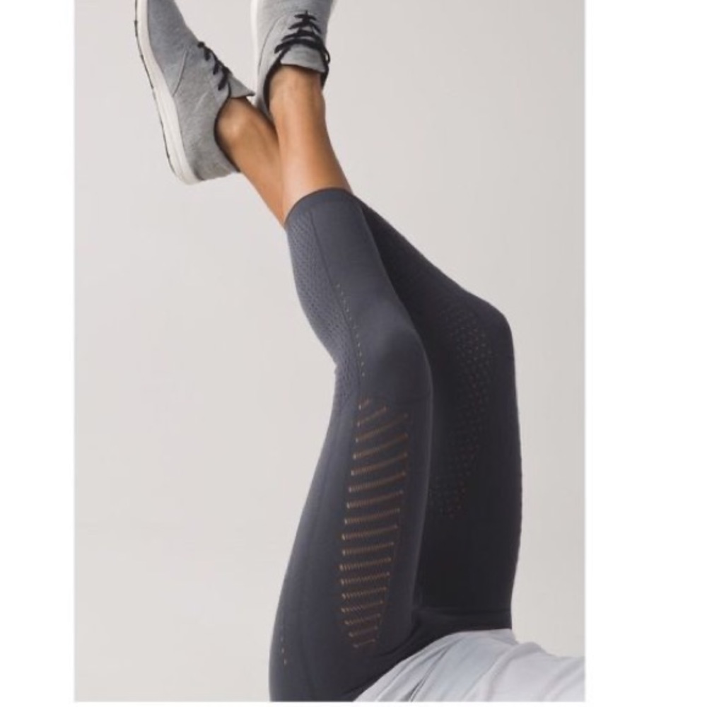 Lululemon Light Speed Crop Perforated Seamless Logo Waistband Leggings
